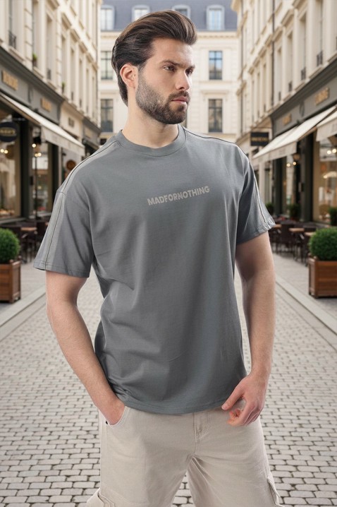 Мъжка тениска CHARLONZO GREY, Цвят: сив, IVET.BG - Твоят онлайн бутик.