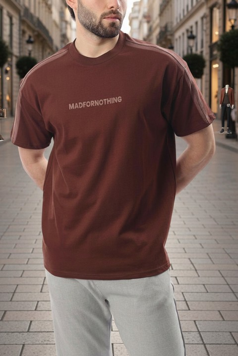 Мъжка тениска CHARLONZO BROWN, Цвят: кафяв, IVET.BG - Твоят онлайн бутик.