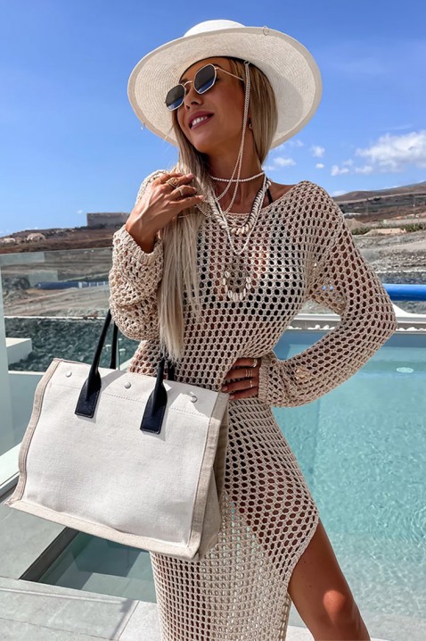 Плажна рокля SILVANIA ECRU, Цвят: екрю, IVET.BG - Твоят онлайн бутик.