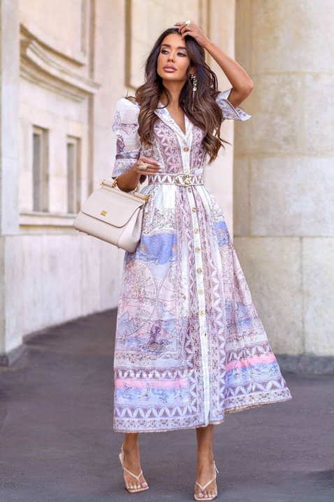 Лятна дамска рокля в бохо стил с акцент буфан ръкави CLIMENTINA, Цвят: многоцветен, IVET.BG - Твоят онлайн бутик.