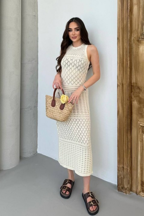Плетена плажна рокля без ръкави SOLMIRA ECRU, Цвят: екрю, IVET.BG - Твоят онлайн бутик.