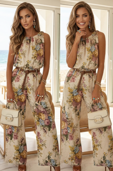 Дамски комплект от три части с флорален десен FALORITA BEIGE, Цвят: беж, IVET.BG - Твоят онлайн бутик.