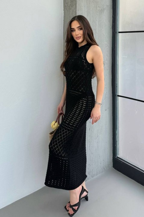 Плетена плажна рокля без ръкави SOLMIRA BLACK, Цвят: черен, IVET.BG - Твоят онлайн бутик.