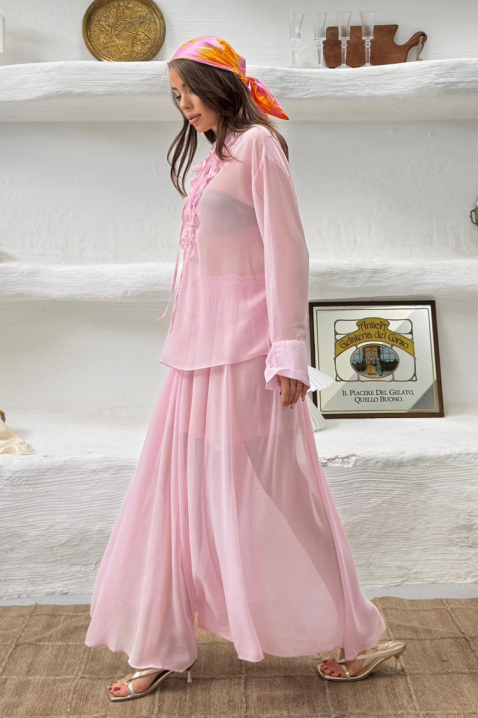 Ефирен и нежен ежедневен комплект в две части MERLINA PINK, Цвят: розов, IVET.BG - Твоят онлайн бутик.