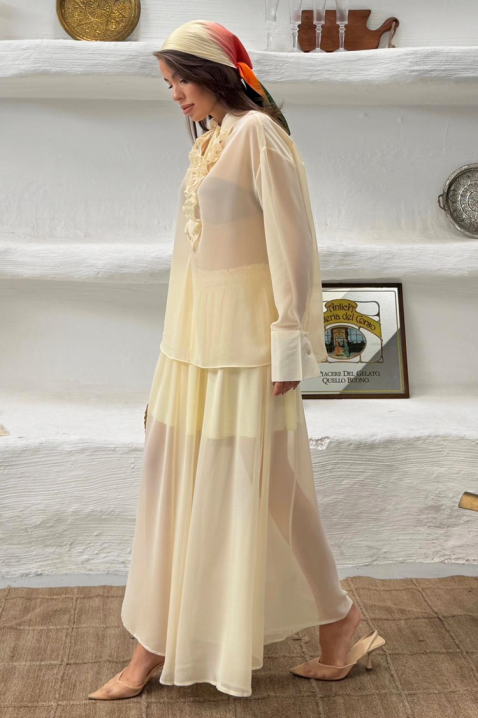 Ефирен и нежен ежедневен комплект в две части MERLINA YELLOW, Цвят: жълт, IVET.BG - Твоят онлайн бутик.