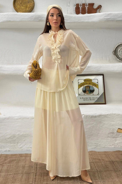 Ефирен и нежен ежедневен комплект в две части MERLINA YELLOW, Цвят: жълт, IVET.BG - Твоят онлайн бутик.