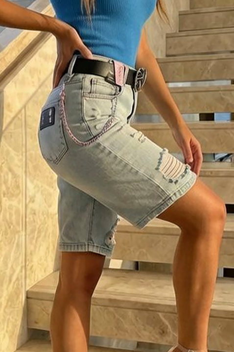 Къси дънкови панталонки с практични джобове и накъсани акценти CARELIA, Цвят: деним, IVET.BG - Твоят онлайн бутик.