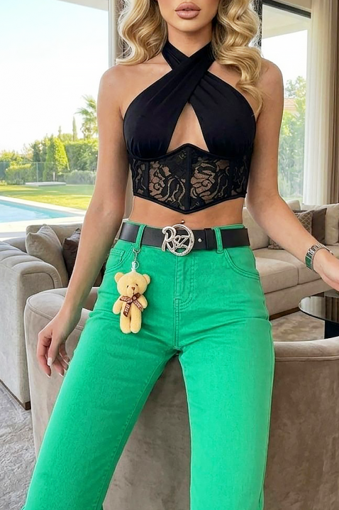 Дълги дамски дънки с висока талия и актулен за сезона цвят CALZARA, Цвят: зелен, IVET.BG - Твоят онлайн бутик.