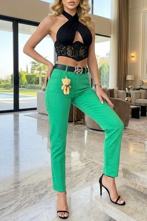 Дълги дамски дънки с висока талия и актулен за сезона цвят CALZARA, Цвят: зелен, IVET.BG - Твоят онлайн бутик.