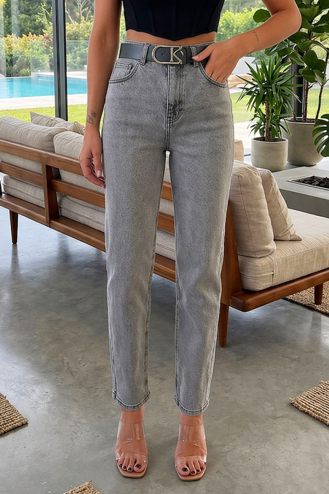 Дамски дънки с висока талия и свободна кройка RENZITA, Цвят: деним, IVET.BG - Твоят онлайн бутик.