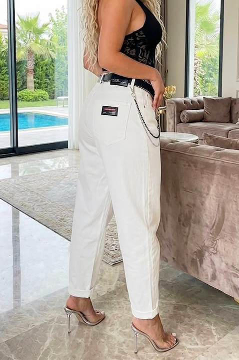 Дамски дънки в светъл цвят и висока талия MELZARA, Цвят: екрю, IVET.BG - Твоят онлайн бутик.