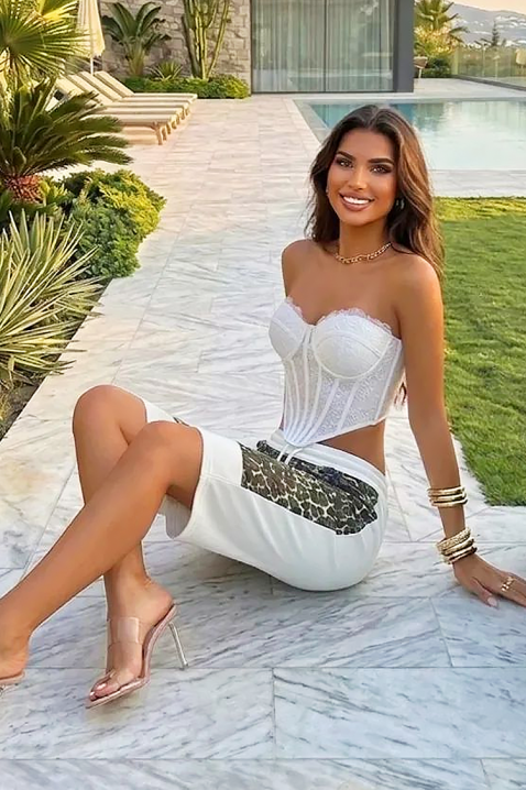 Дамски къси панталони с леопардов десен SIREVA WHITE, Цвят: бял, IVET.BG - Твоят онлайн бутик.