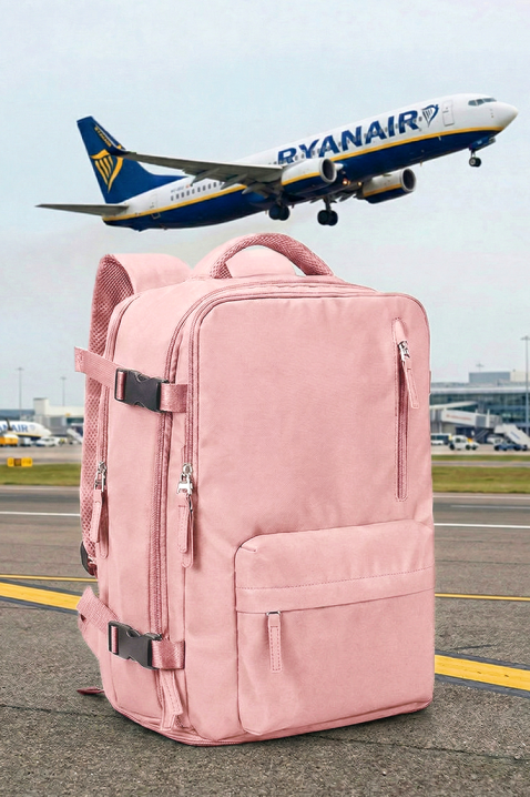 Раница за ръчен багаж ROLNEZA PUDRA - за Ryanair/Wizz Аir, Цвят: пудра, IVET.BG - Твоят онлайн бутик.