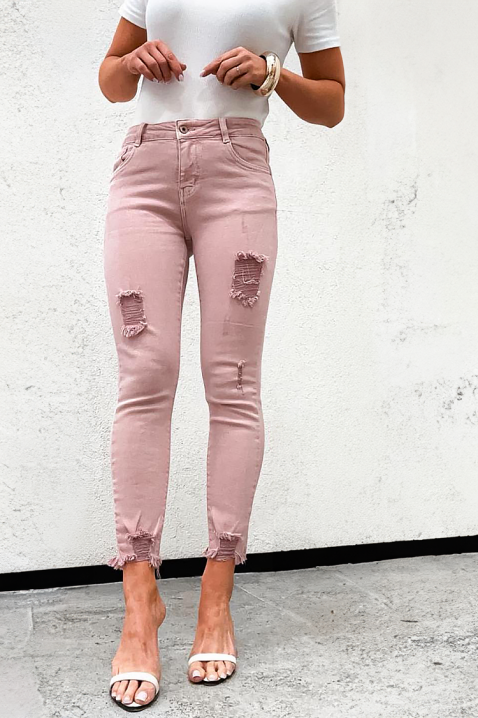 Дълги дамски дънки със средна талия и накъсани детайли NANETA, Цвят: деним, IVET.BG - Твоят онлайн бутик.