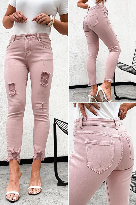 Дълги дамски дънки със средна талия и накъсани детайли NANETA, Цвят: деним, IVET.BG - Твоят онлайн бутик.