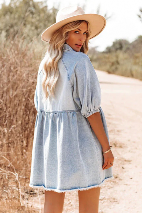 Лятна къса дънкова рокля с копчета по цялата дължина OLBIA, Цвят: деним, IVET.BG - Твоят онлайн бутик.