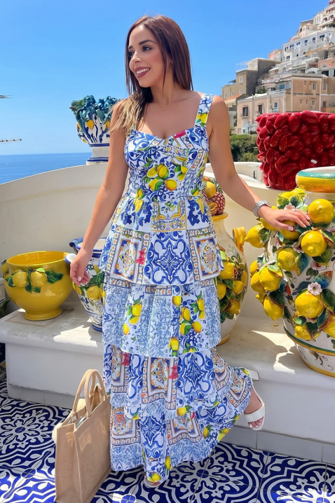 Дълга рокля с презрамки и акценти с лимони SORENTA, Цвят: многоцветен, IVET.BG - Твоят онлайн бутик.