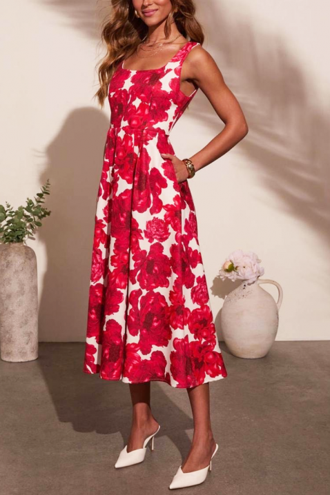 Миди разкроена рокля с флорален принт и модерен дизайн DEALINA, Цвят: многоцветен, IVET.BG - Твоят онлайн бутик.