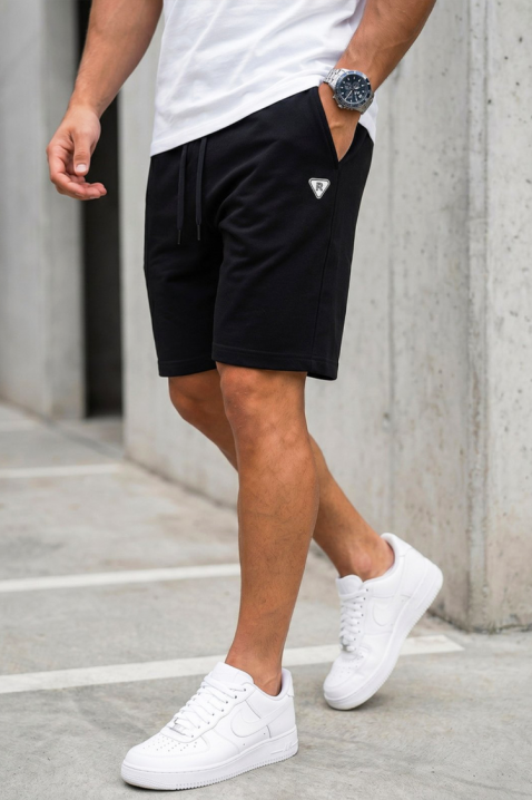 Черни къси мъжки панталонки с ластик ROVENZO, Цвят: черен, IVET.BG - Твоят онлайн бутик.