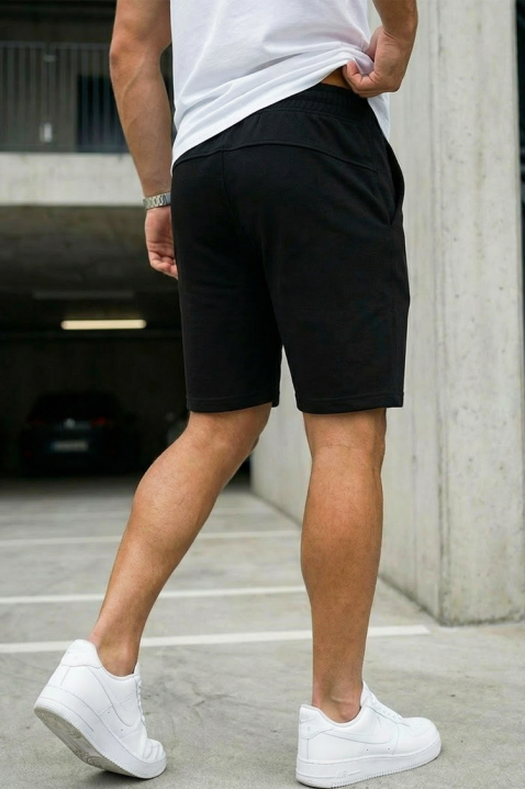 Черни къси мъжки панталонки с ластик ROVENZO, Цвят: черен, IVET.BG - Твоят онлайн бутик.