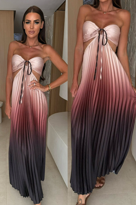 Дълга дамска плисирана рокля с омбре ефект GINEVRA WHITE, Цвят: многоцветен, IVET.BG - Твоят онлайн бутик.