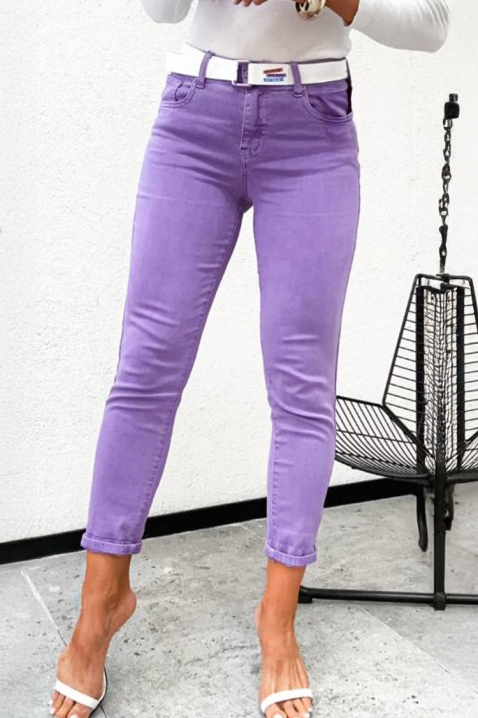 Еластични дамски дънки по тялото в лилав цвят LILSENA, Цвят: лилав, IVET.BG - Твоят онлайн бутик.