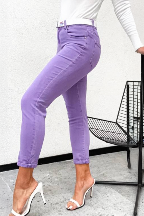 Еластични дамски дънки по тялото в лилав цвят LILSENA, Цвят: лилав, IVET.BG - Твоят онлайн бутик.