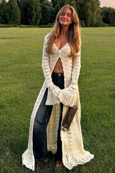 Многофункционална плетена жилетка с ефирна линия FENERITA, Цвят: беж, IVET.BG - Твоят онлайн бутик.