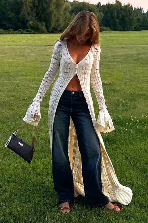 Многофункционална плетена жилетка с ефирна линия FENERITA, Цвят: беж, IVET.BG - Твоят онлайн бутик.