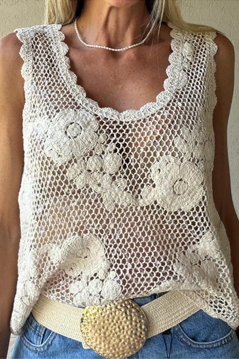 Атрактивен топ в бохо стил с флорални мотиви FLORINDANA, Цвят: екрю, IVET.BG - Твоят онлайн бутик.