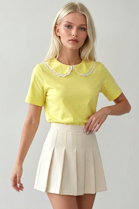 Дамска блуза с декоративна яка ZAREMORA YELLOW, Цвят: жълт, IVET.BG - Твоят онлайн бутик.