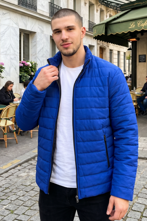 Мъжко олекотено капитонирано яке с висока яка VEKTOR BLUE, Цвят: син, IVET.BG - Твоят онлайн бутик.