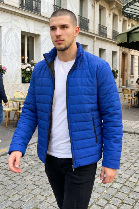 Мъжко олекотено капитонирано яке с висока яка VEKTOR BLUE, Цвят: син, IVET.BG - Твоят онлайн бутик.