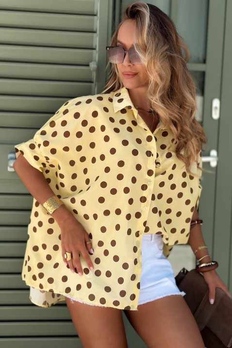 Модерна дамска риза на точки DOTINZA YELLOW, Цвят: жълт, IVET.BG - Твоят онлайн бутик.