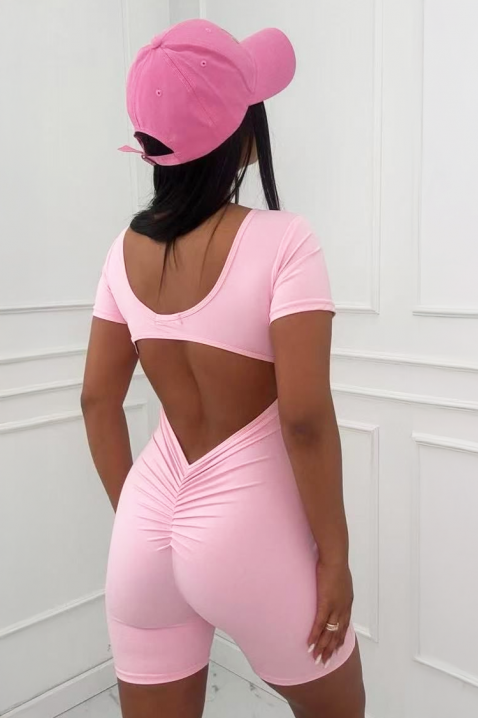 Дамски къс гащеризон с ефектен гръб MOLINARA PINK, Цвят: розов, IVET.BG - Твоят онлайн бутик.