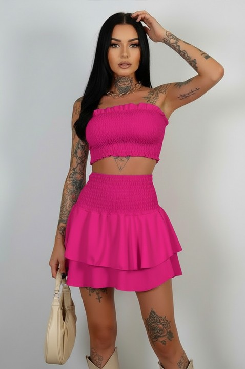Дамски летен комплект бюстие с къса пола DAFINA FUCHSIA, Цвят: фуксия, IVET.BG - Твоят онлайн бутик.