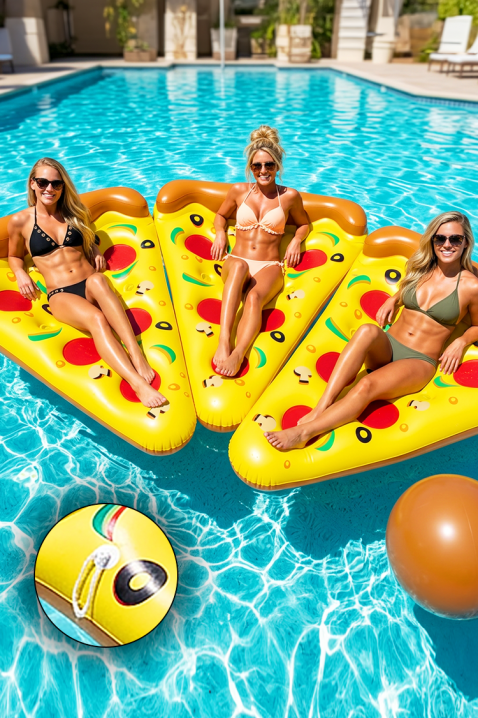 Надуваем плажен дюшек с дизайн на пица PIZZASLICEIVET.BG - Твоят онлайн бутик.