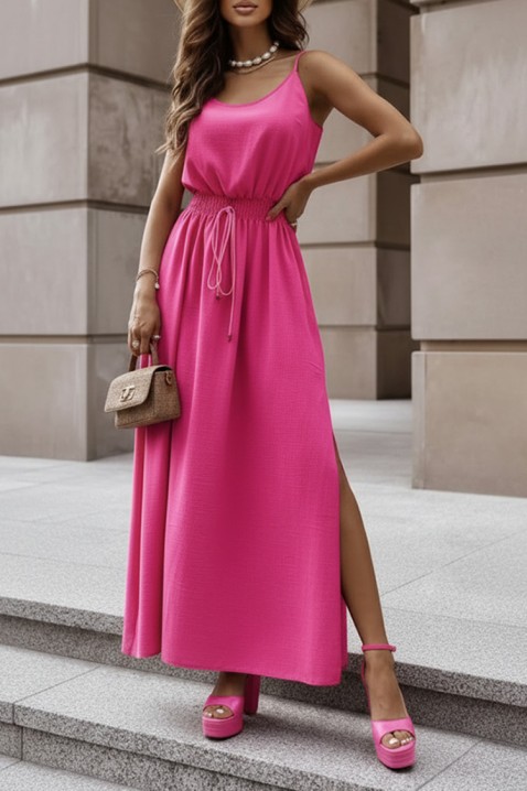 Дълга лятна рокля с тънки презрамки NIKOLEA FUCHSIA, Цвят: фуксия, IVET.BG - Твоят онлайн бутик.