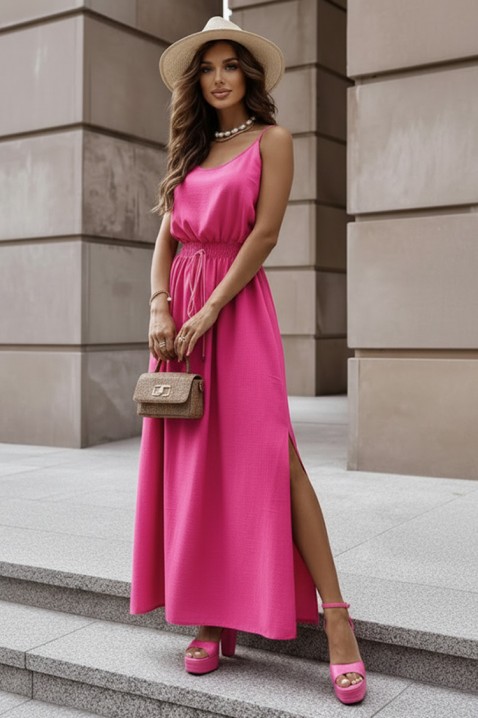 Дълга лятна рокля с тънки презрамки NIKOLEA FUCHSIA, Цвят: фуксия, IVET.BG - Твоят онлайн бутик.