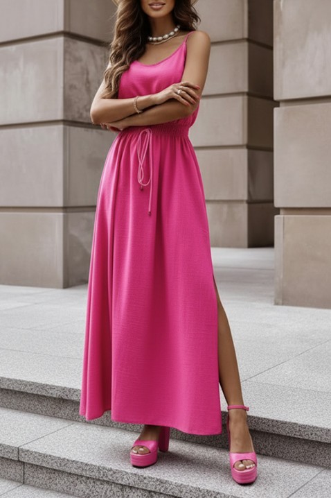Дълга лятна рокля с тънки презрамки NIKOLEA FUCHSIA, Цвят: фуксия, IVET.BG - Твоят онлайн бутик.