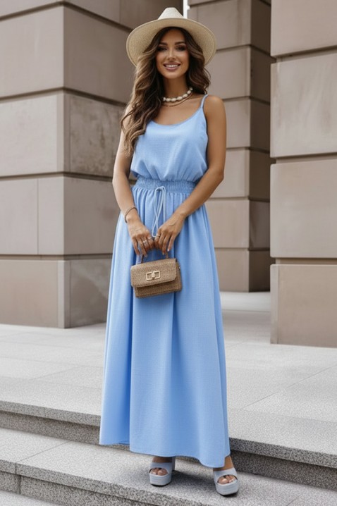 Дълга лятна рокля с тънки презрамки NIKOLEA BLUE, Цвят: син, IVET.BG - Твоят онлайн бутик.