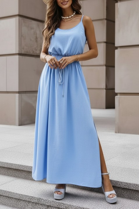 Дълга лятна рокля с тънки презрамки NIKOLEA BLUE, Цвят: син, IVET.BG - Твоят онлайн бутик.