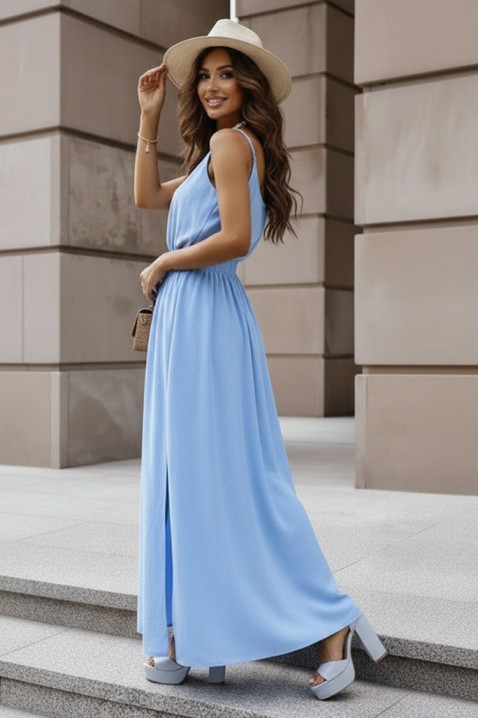 Дълга лятна рокля с тънки презрамки NIKOLEA BLUE, Цвят: син, IVET.BG - Твоят онлайн бутик.