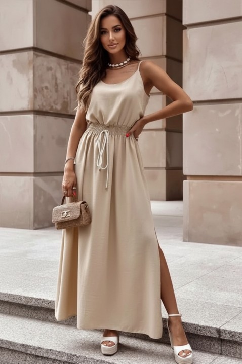 Дълга лятна рокля с тънки презрамки NIKOLEA BEIGE, Цвят: беж, IVET.BG - Твоят онлайн бутик.