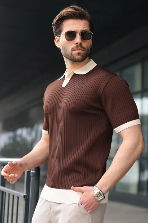 Мъжка тениска RONELMO BROWN, Цвят: кафяв, IVET.BG - Твоят онлайн бутик.