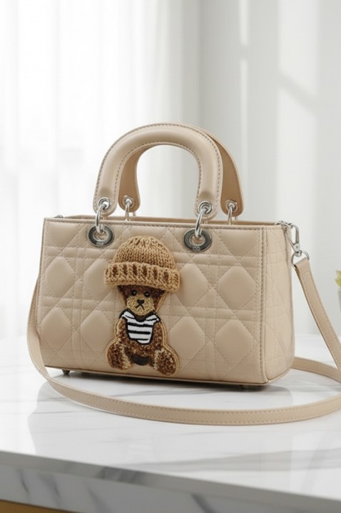 Дамска чанта с декоративен акцент мече FANTASIA BEIGE, Цвят: беж, IVET.BG - Твоят онлайн бутик.