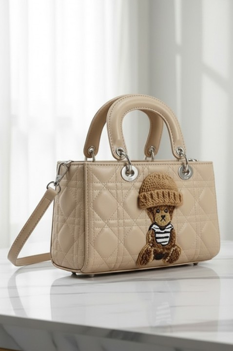 Дамска чанта с декоративен акцент мече FANTASIA BEIGE, Цвят: беж, IVET.BG - Твоят онлайн бутик.