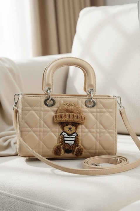 Дамска чанта с декоративен акцент мече FANTASIA BEIGE, Цвят: беж, IVET.BG - Твоят онлайн бутик.
