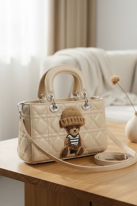Дамска чанта с декоративен акцент мече FANTASIA BEIGE, Цвят: беж, IVET.BG - Твоят онлайн бутик.