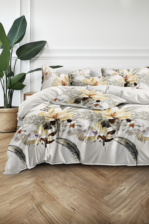 Стилен спален комплект от четири части с флорален дизайн LARDENA 200x220 cm, Цвят: многоцветен, IVET.BG - Твоят онлайн бутик.